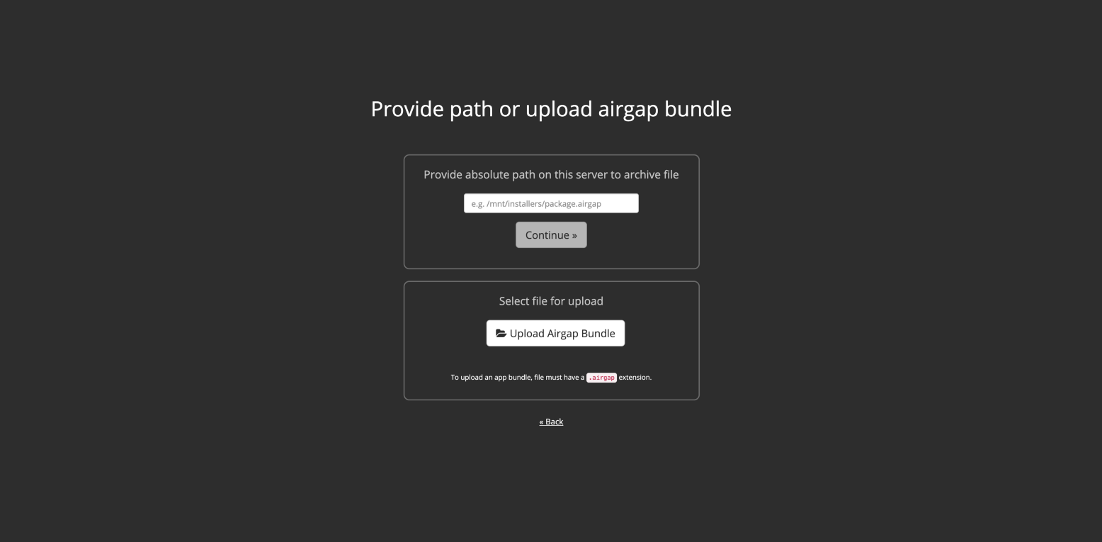 Path or upload airgap bundle