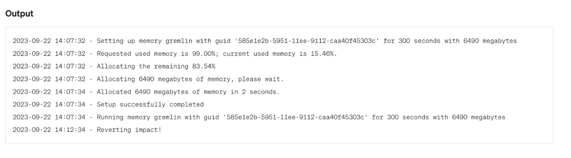 Memory usage output