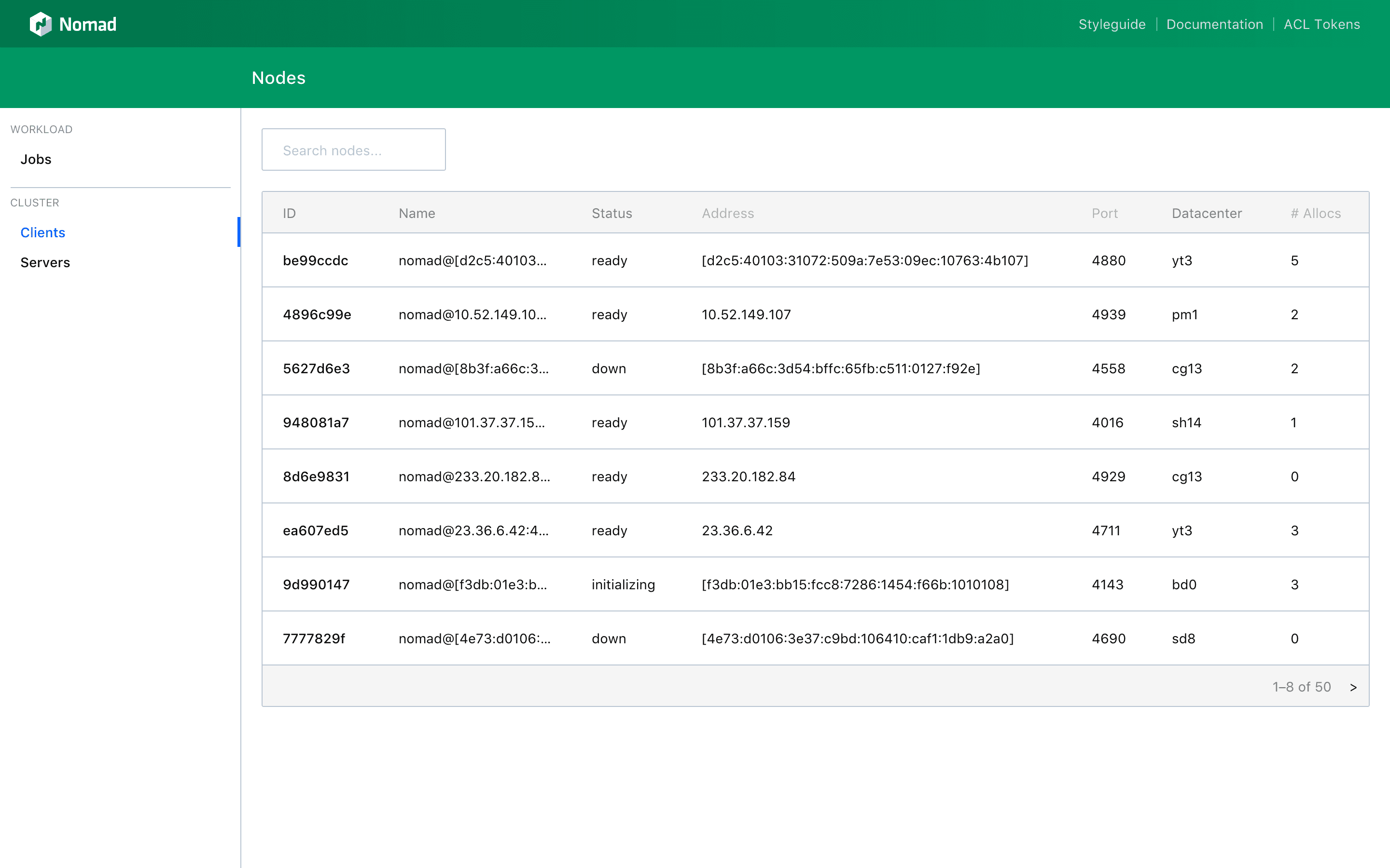 Guide UI Clients List