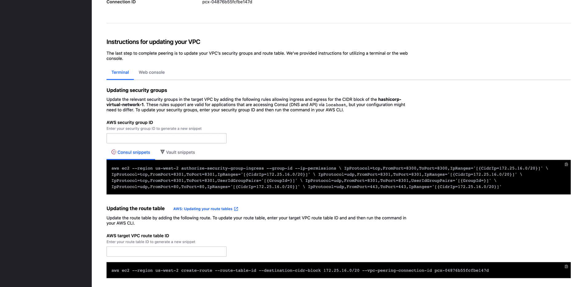 CLI for updating security groups and route tables