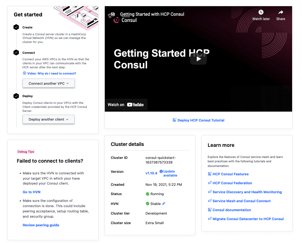 HCP dashboard