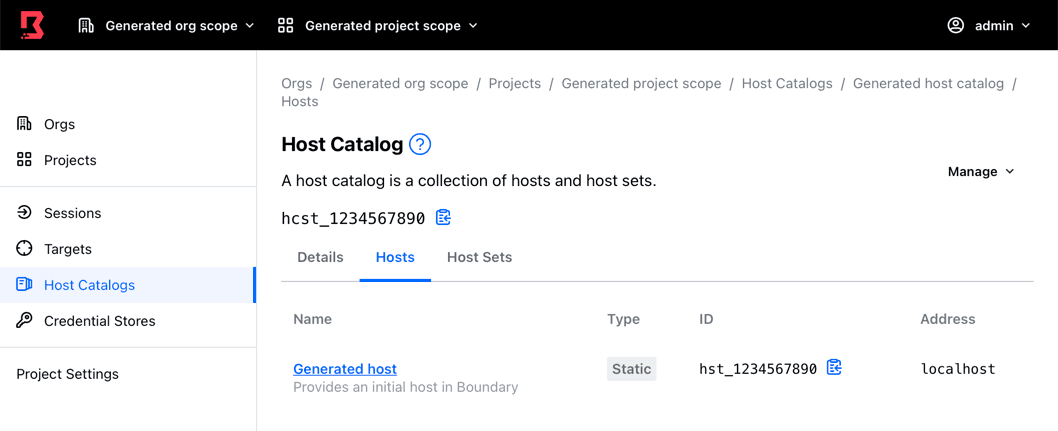 Host catalogs in HCP Boundary define the end-points you want users to access.