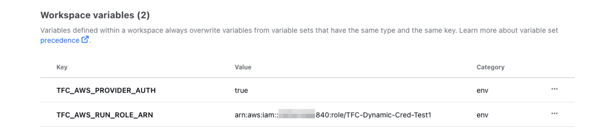 Workspace variables