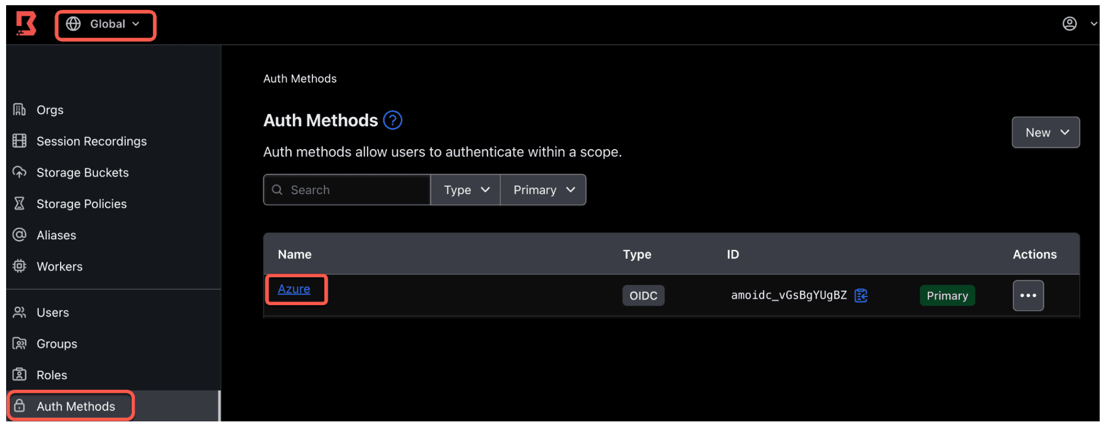 Auth methods Azure