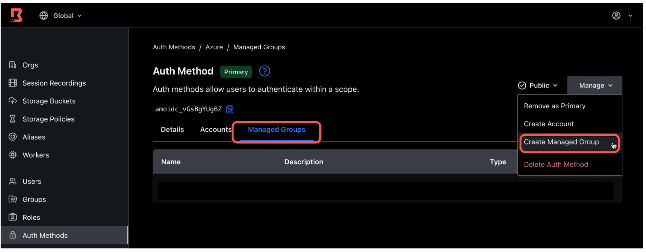 Create managed group