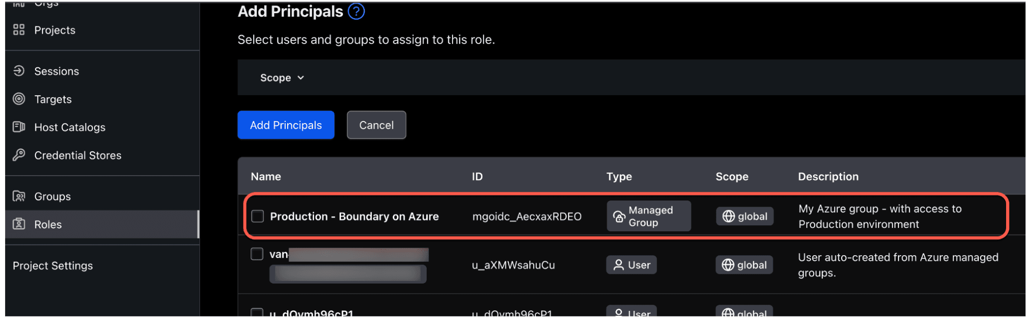 production boundary or azure
