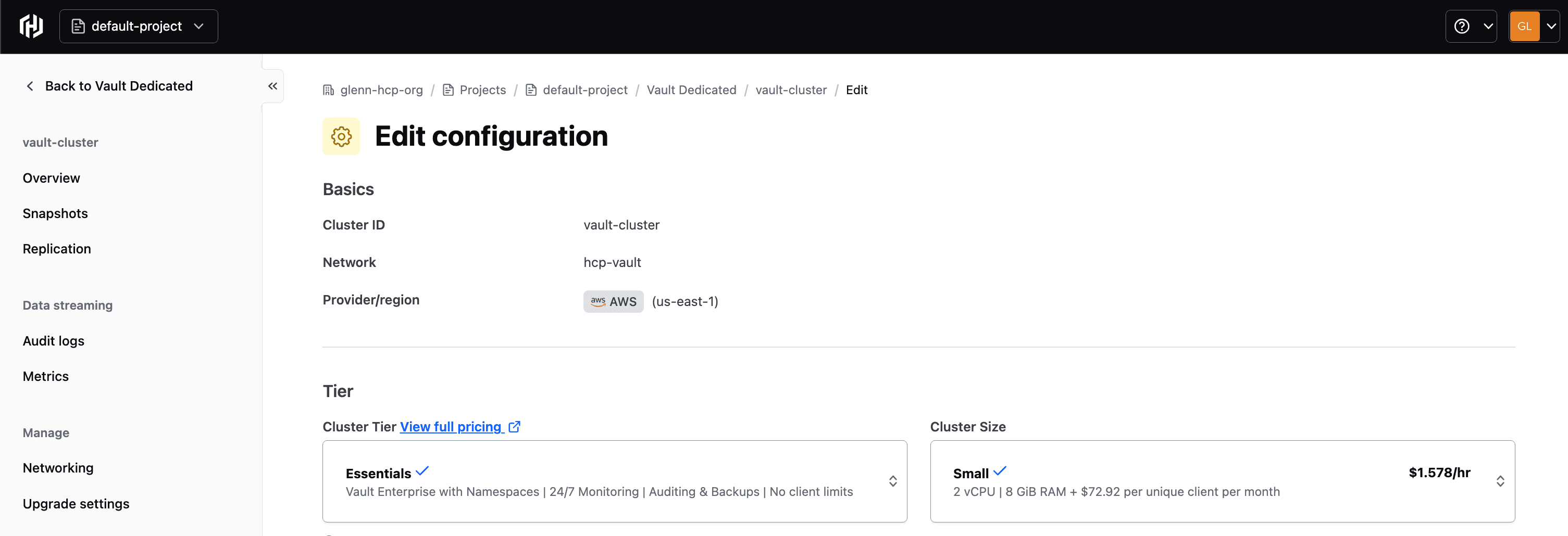Vault cluster configuration