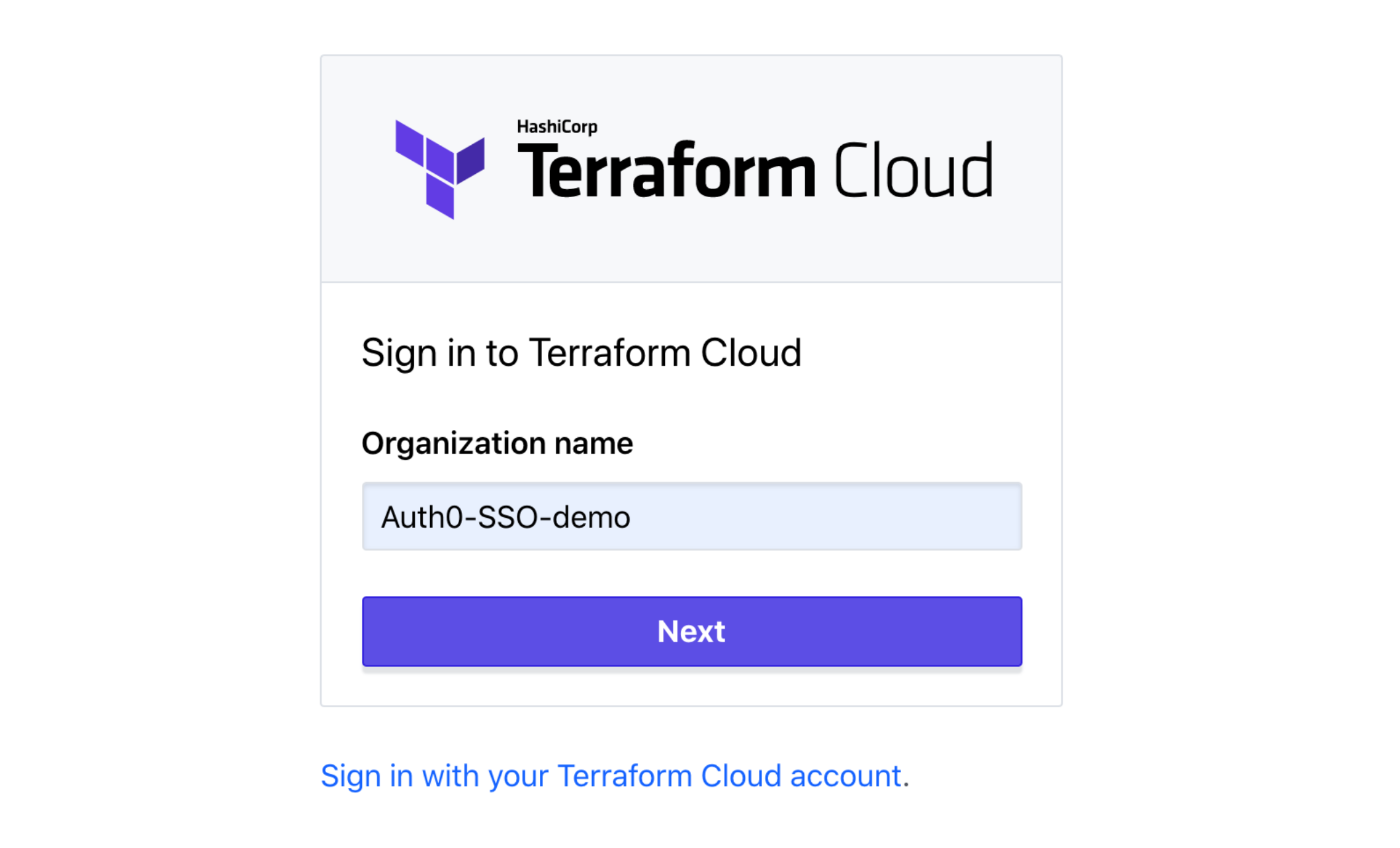 Terraform Cloud sign-in