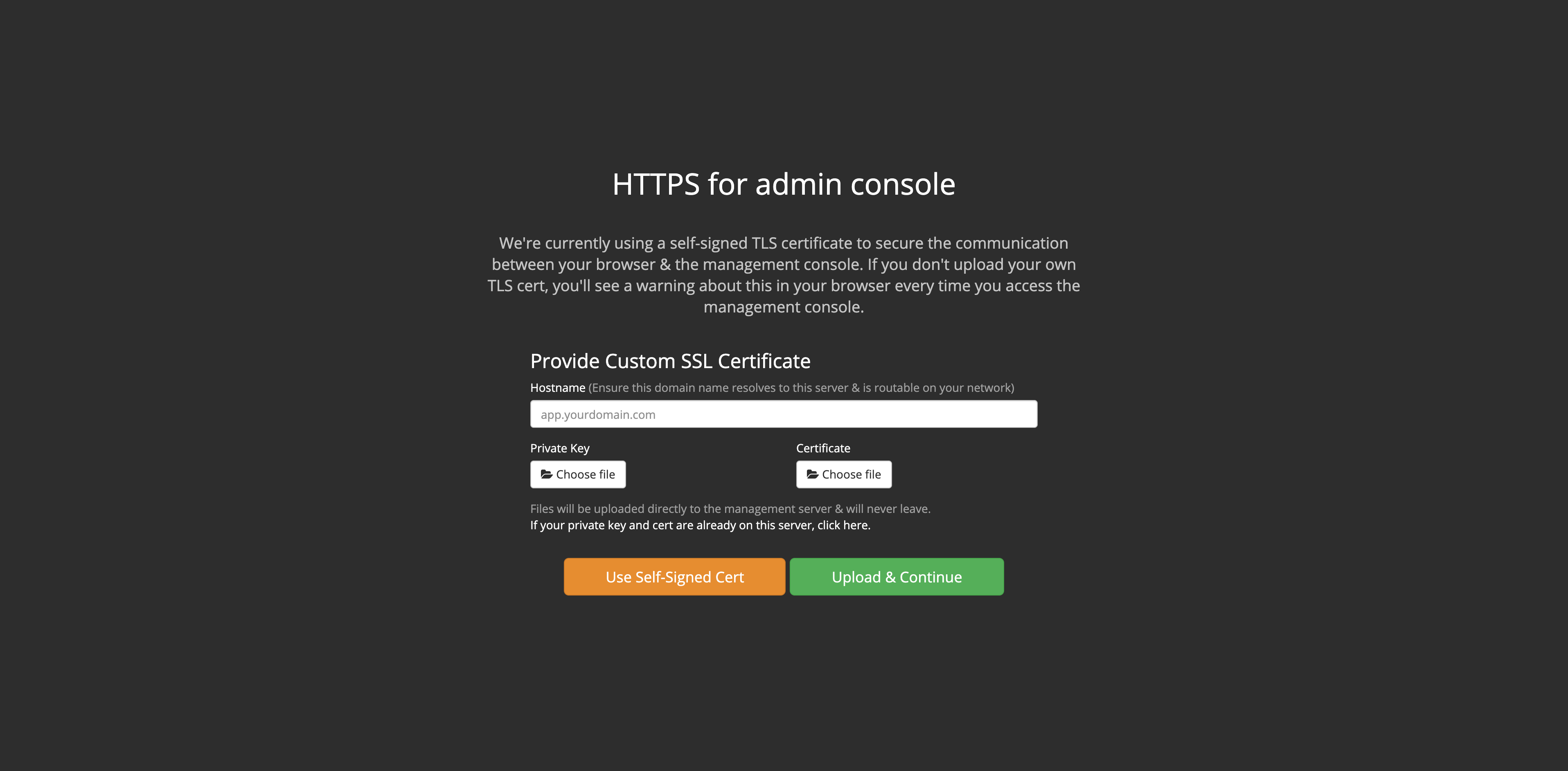 HTTPS for admin console
