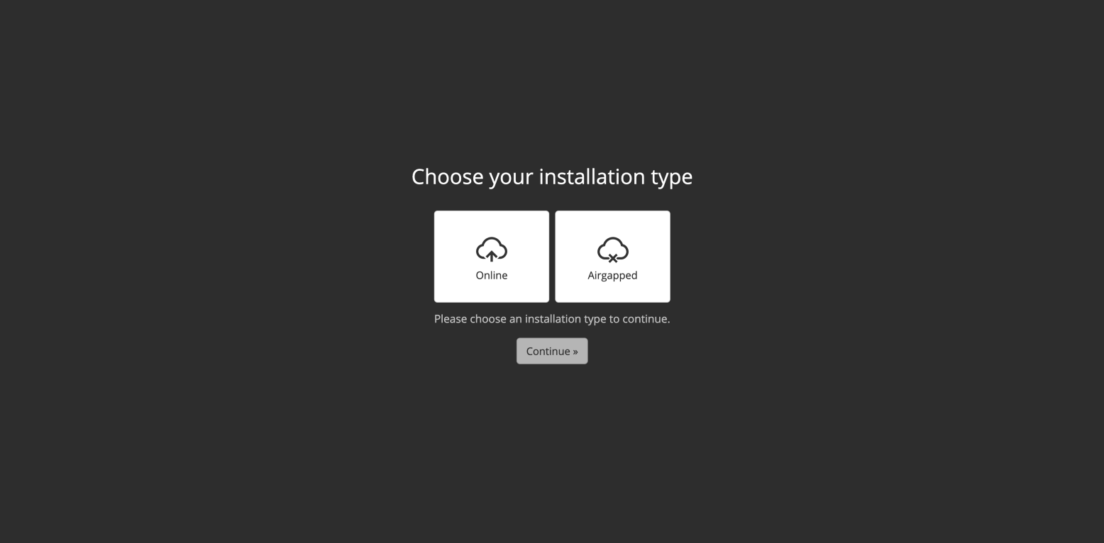Choose installation type screen