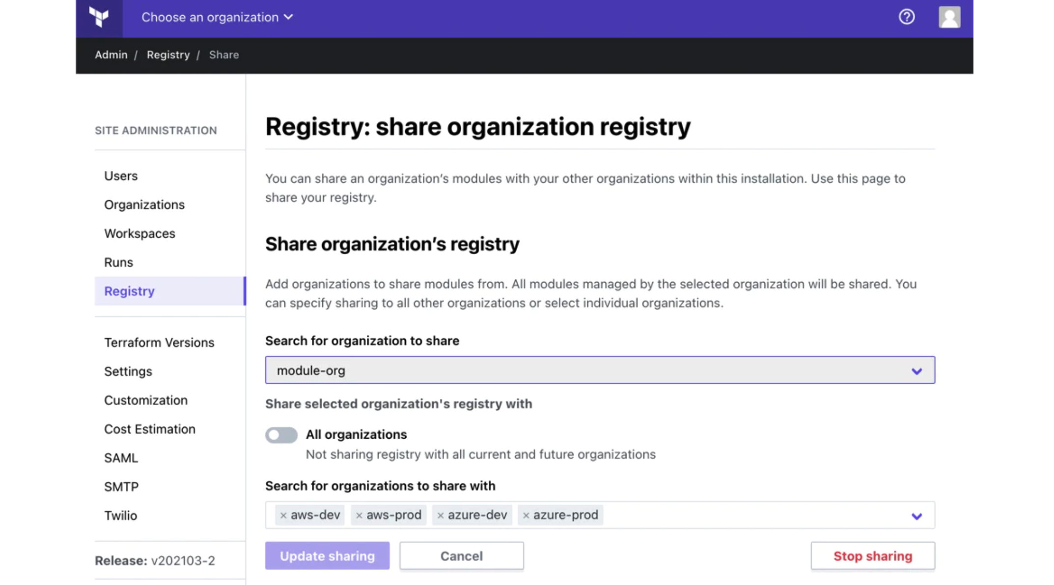 Registry sharing