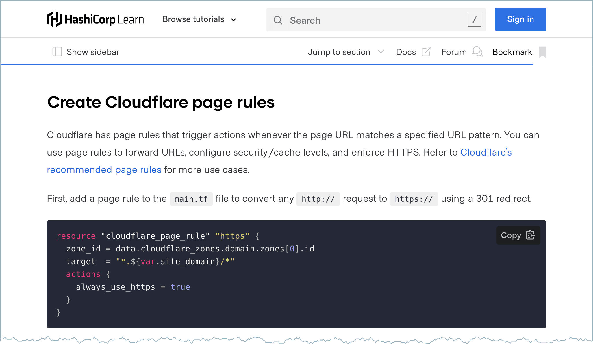 Static page creation with Cloudflare and Terraform tutorial.