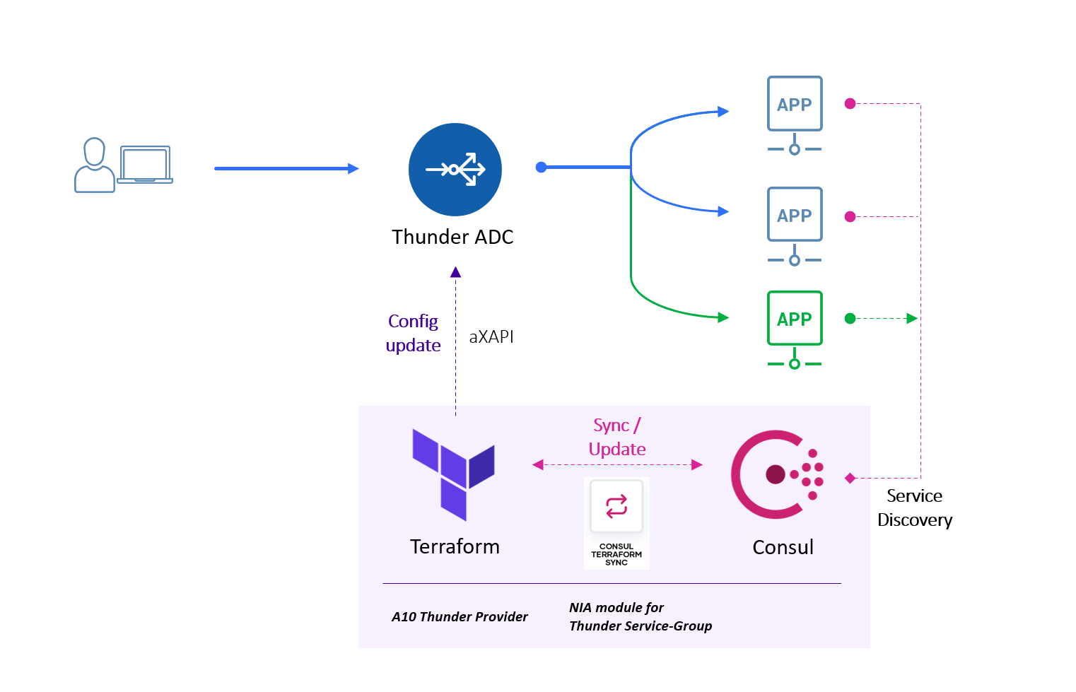 Example NIA workflow with Terraform, Consul, CTS, and Thunder ADC.