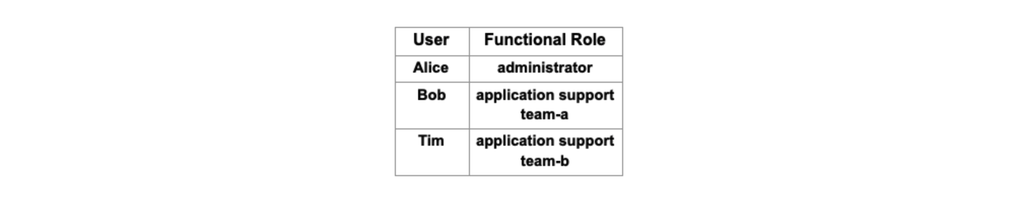 User functional role chart