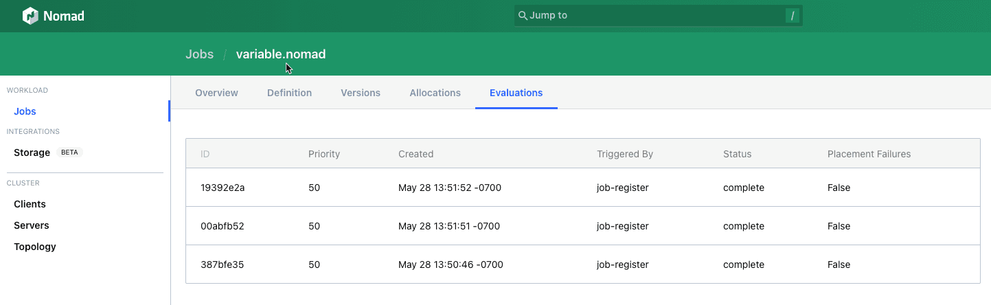 Three submissions of the same batch job