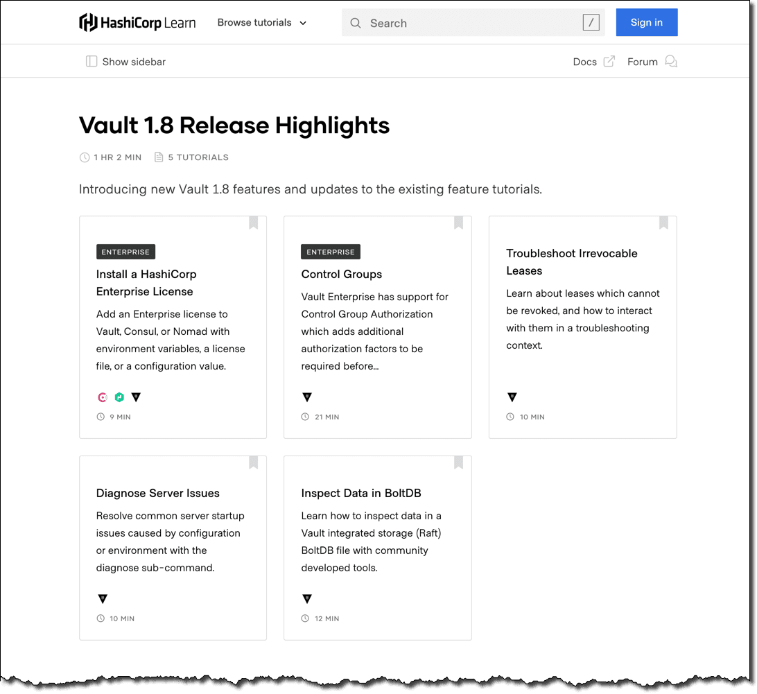 Vault 1.8 highlights page