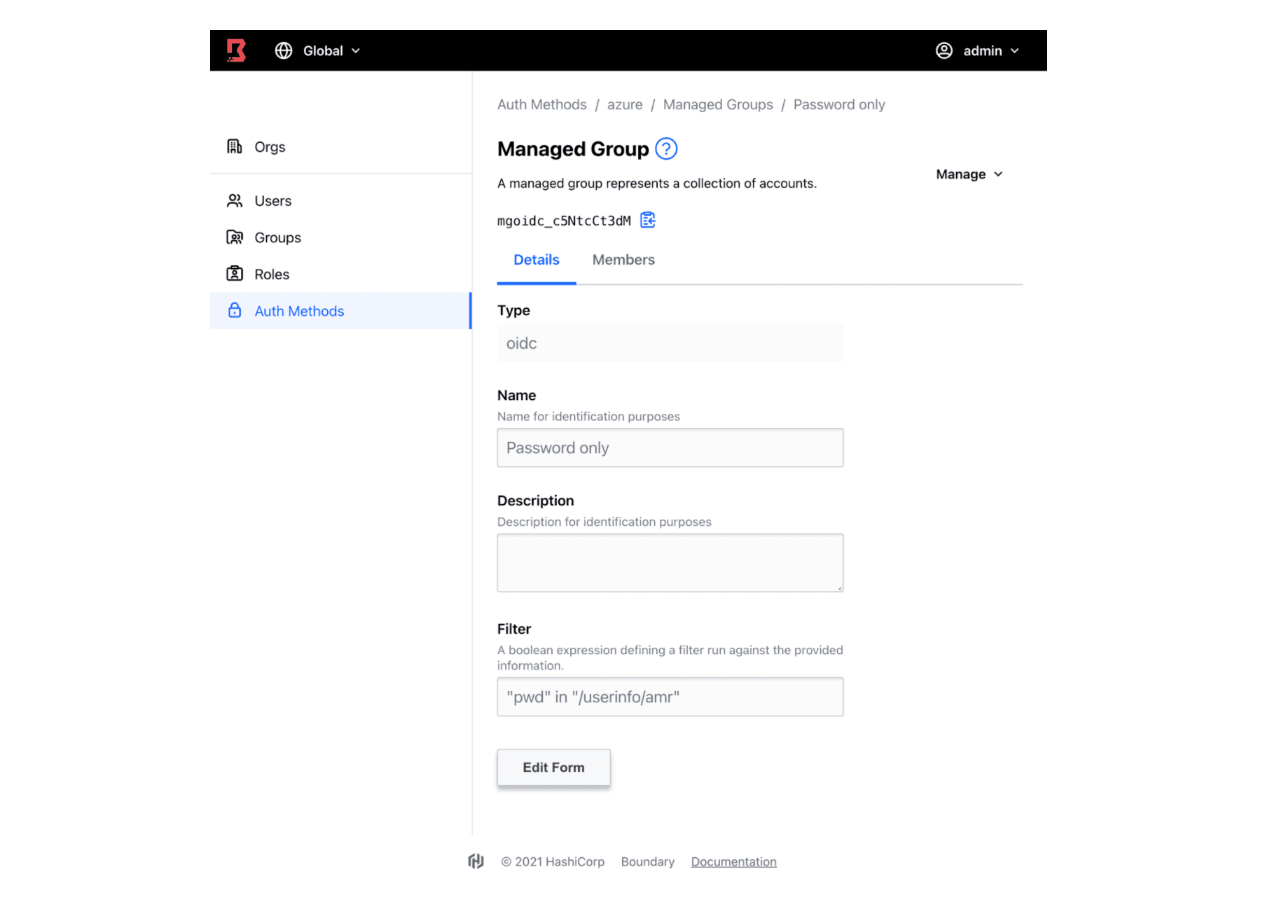 Creating managed groups in the Boundary admin console