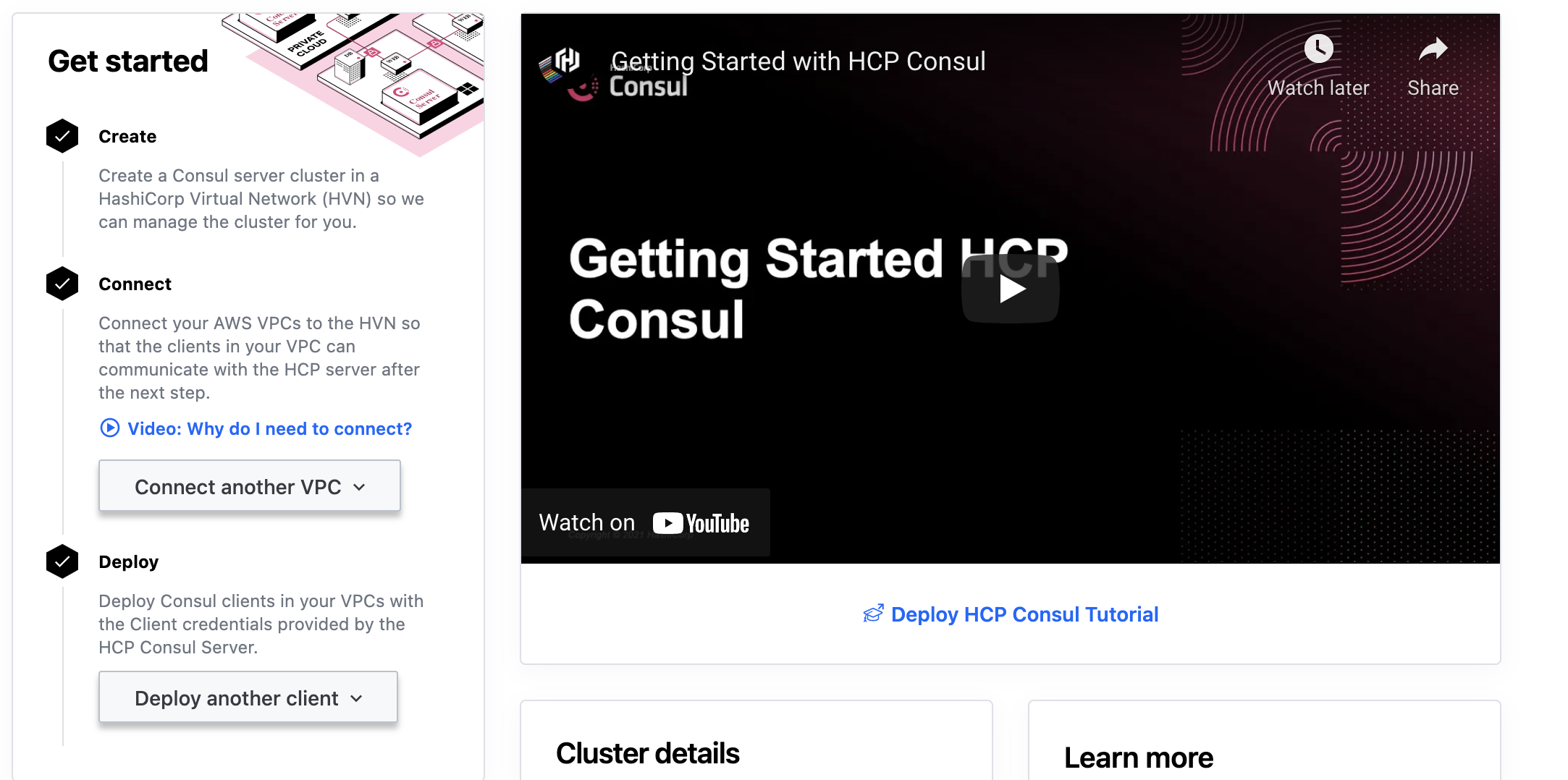 Get started HCP Consul page.