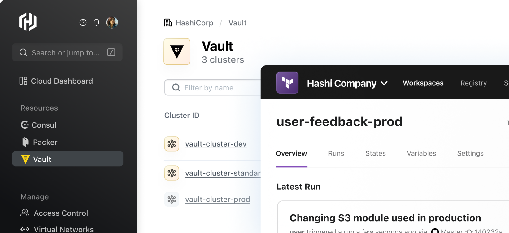 HashiCorp Cloud Platform Dashboard