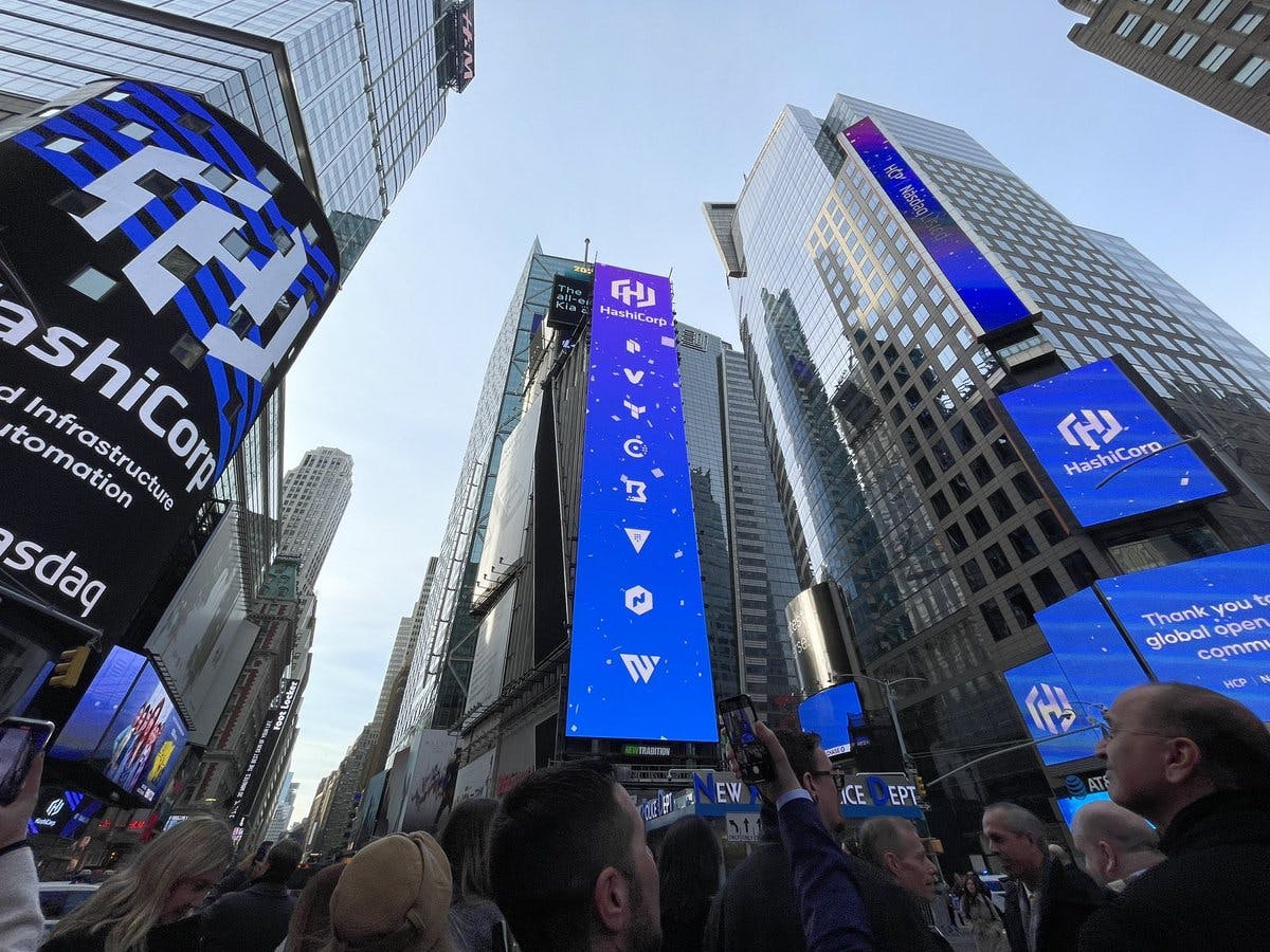 Times Square during the HashiCorp IPO