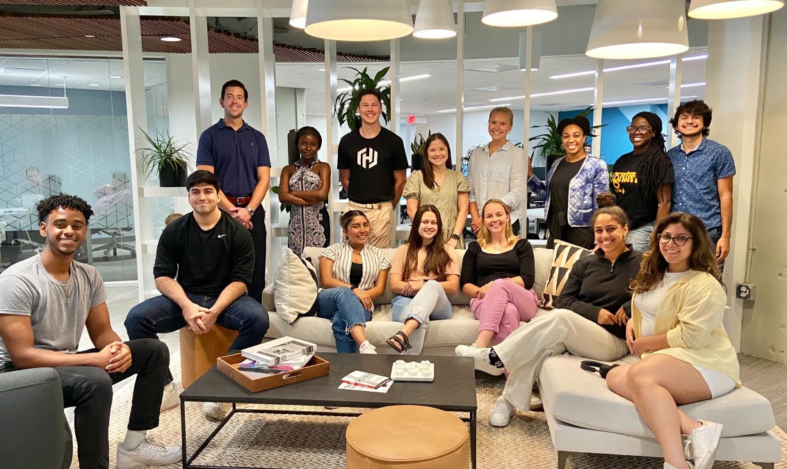 HashiCorp interns group photo in lounge