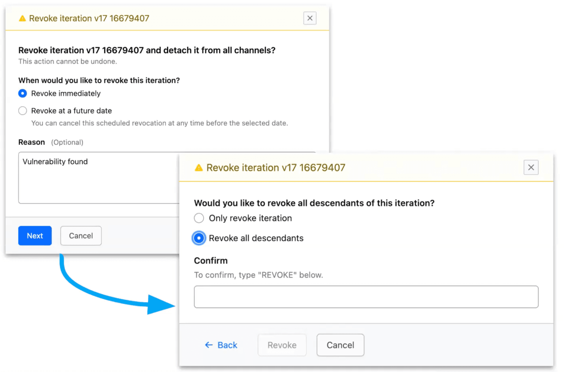 Immediate image revocation workflow.