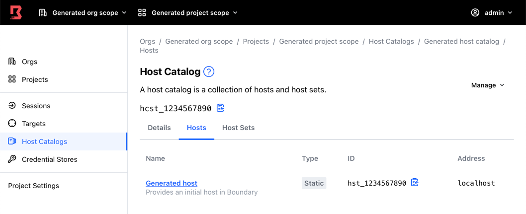 Host catalogs in HCP Boundary define the end-points you want users to access.