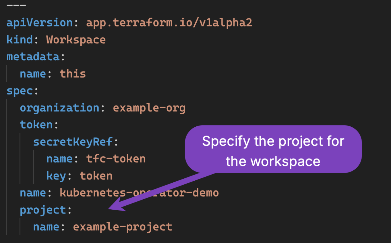 The project name can now be set in the Workspace resource