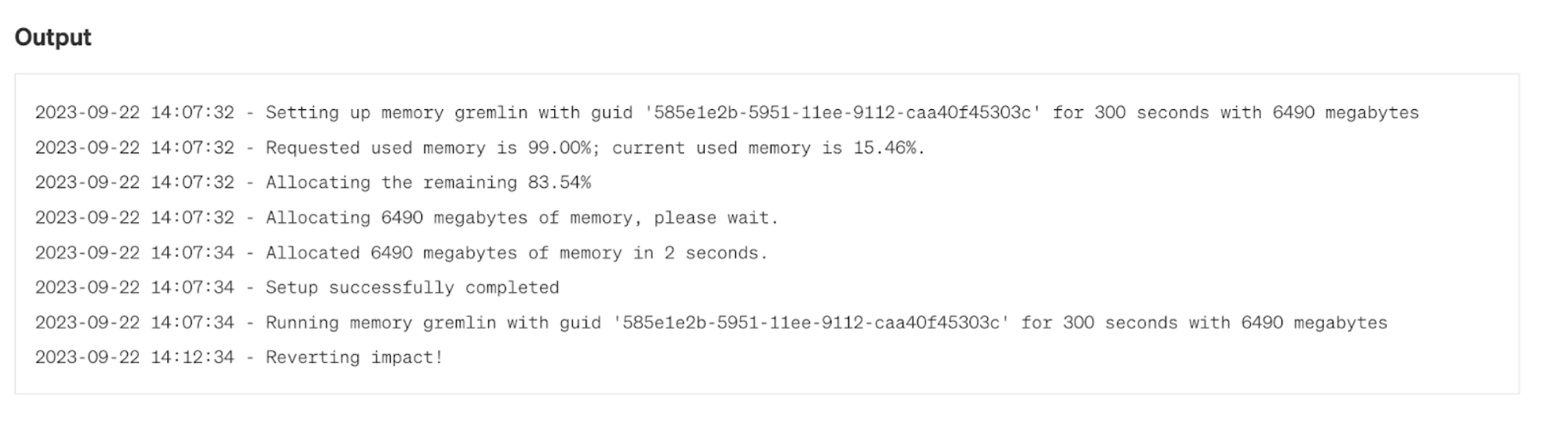Memory usage output